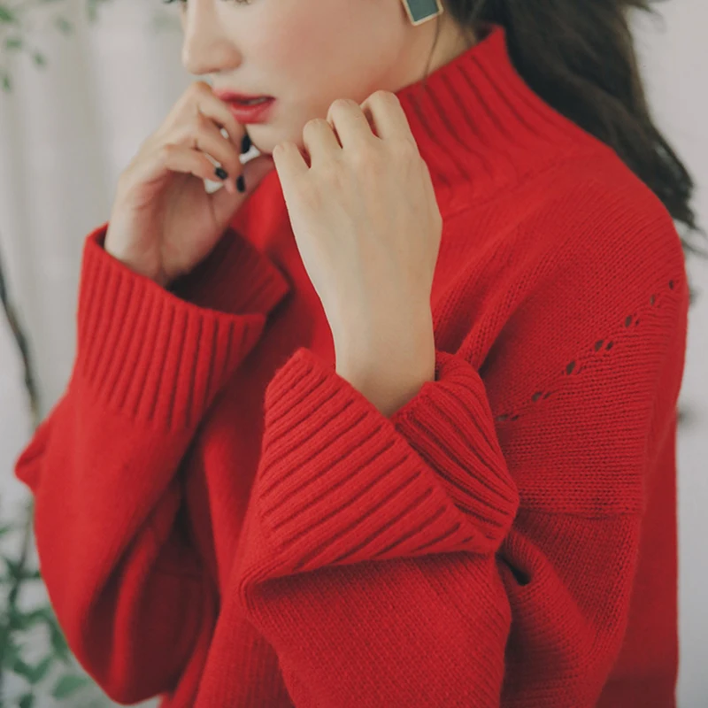 Осенне-зимний пуловер с высоким воротником свободные свитера оверсайз для