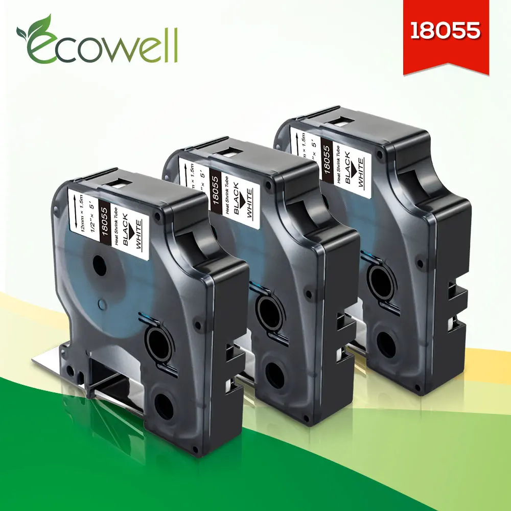 Ecowell 12 мм термоусадочная трубка этикетка 18055 совместимая с Dymo Rhino этикетки ленты