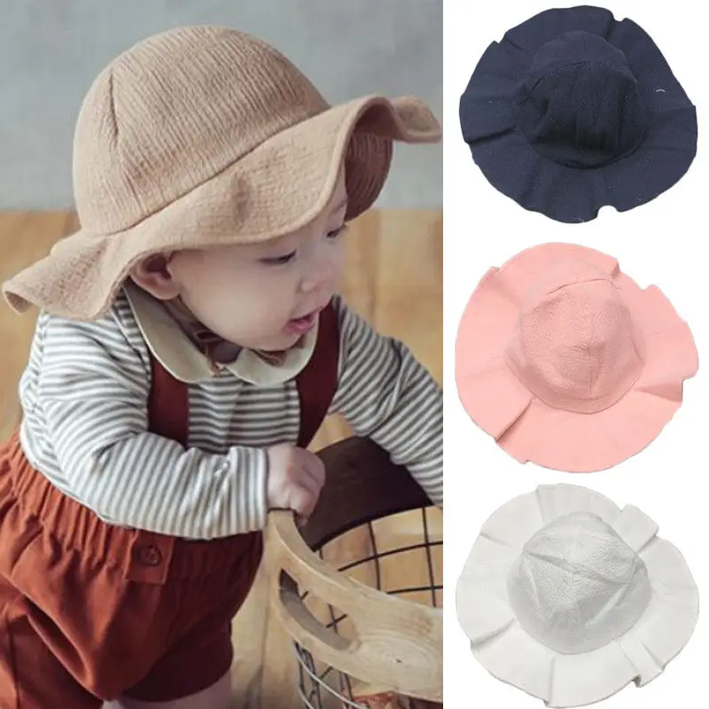 

Unisex Baby Kids Sun Beach Cap Cotton Bucket Hat UV Protection