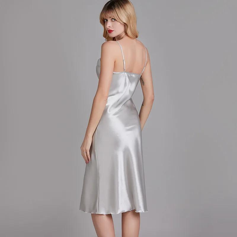 

Elegant Swing Collar Fashion Nightdress Women's Spring and Summer Solid Color S-xl Sizes Lingerie Sleepwear Dressing Gown Woman