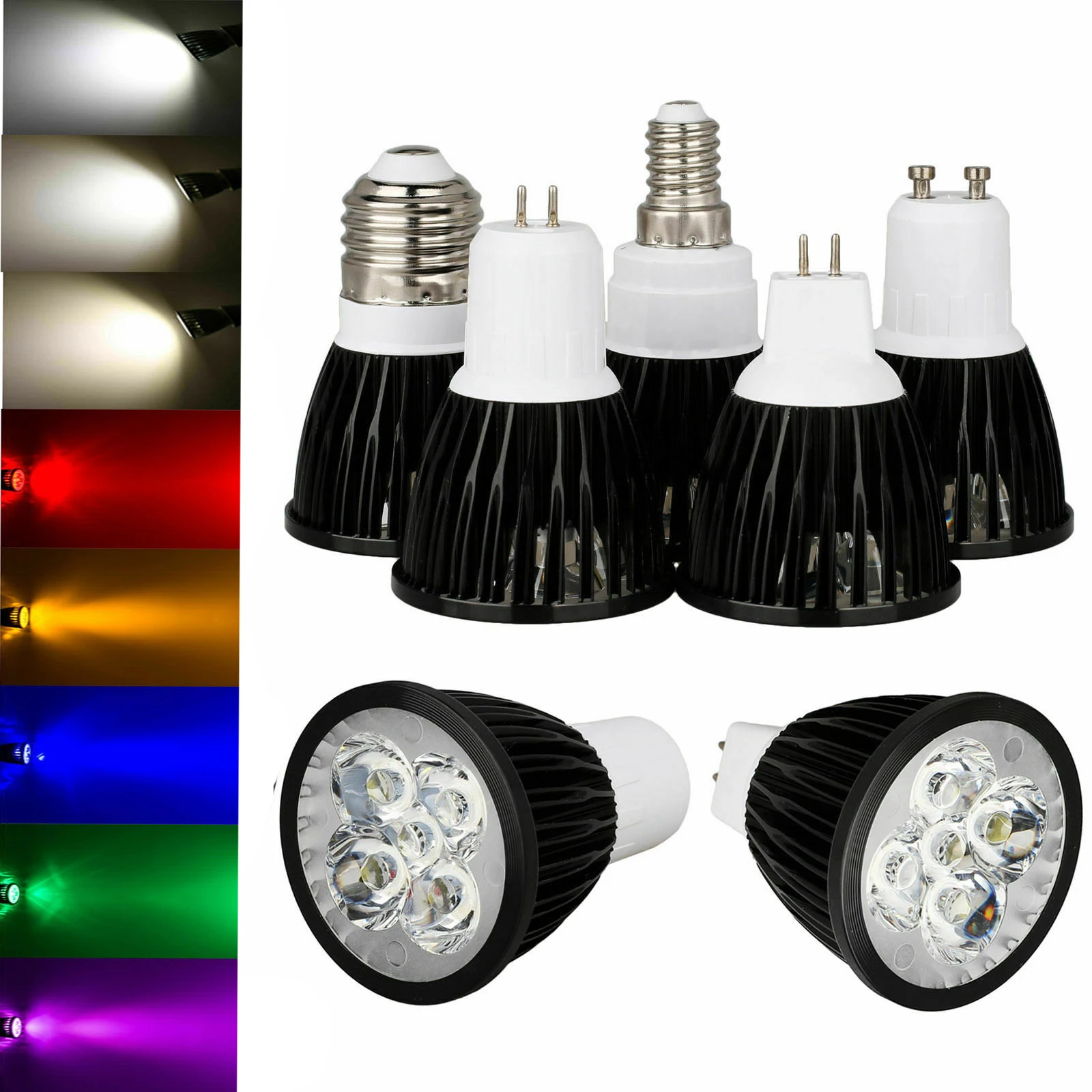 

Dimmable LED Spotlight E26 E27 E14 GU10 MR16 GU5.3 9W 12W 15W Black Lamp Bulb Lighting AC 85-265V 110V 220V DC 12V LED Lampada
