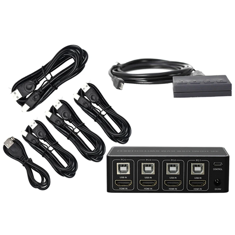 4 порта HDMI KVM переключатель 4K USB коммутатор в 1 выход 4KX2K/30 Гц Win10/8/Mac Os. ПК