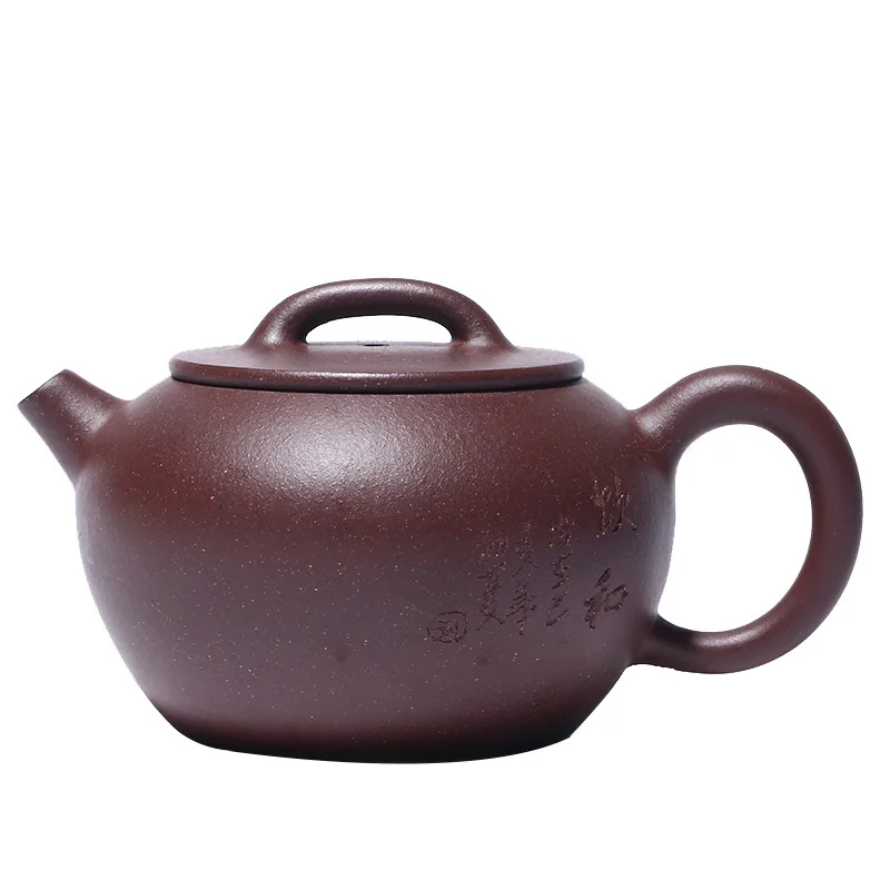 

Yixing Famous Dark-red Enameled Pottery Teapot Full Manual In Trough Green Drink Spring Teapot Big Mouth 170 Milliliter