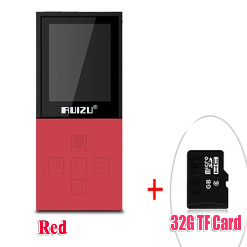RedWith32GBTFcard RUIZU X18 Bluetooth спортивные MP3 плеер с 8 г дой-Пак playing130Hours высокого качества без потерь Регистраторы FM для говорить - Цвет: RedWith32GBTFcard