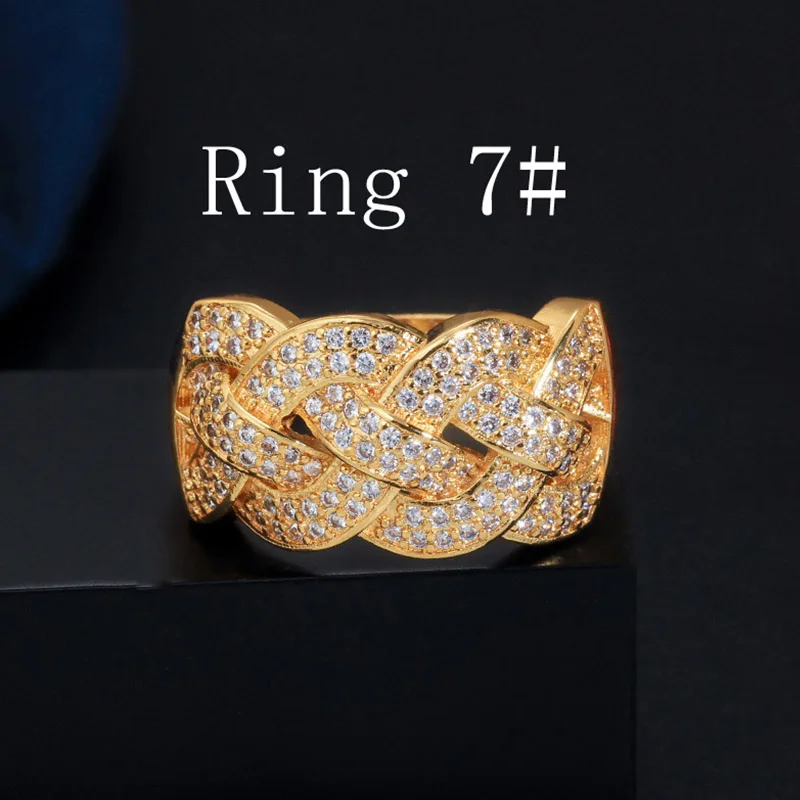 Yellow Gold 7 Pera, кубический цирконий, женские золотые ювелирные изделия, большой массивный широкий браслет, браслет, кольцо, набор для роскошного свадебного костюма, аксессуары Z054 - Окраска металла: Yellow Gold 7