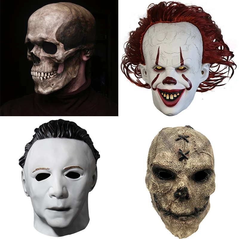 Украшение на Хэллоуин маска с черепом всю голову для косплея клоуна реквизит