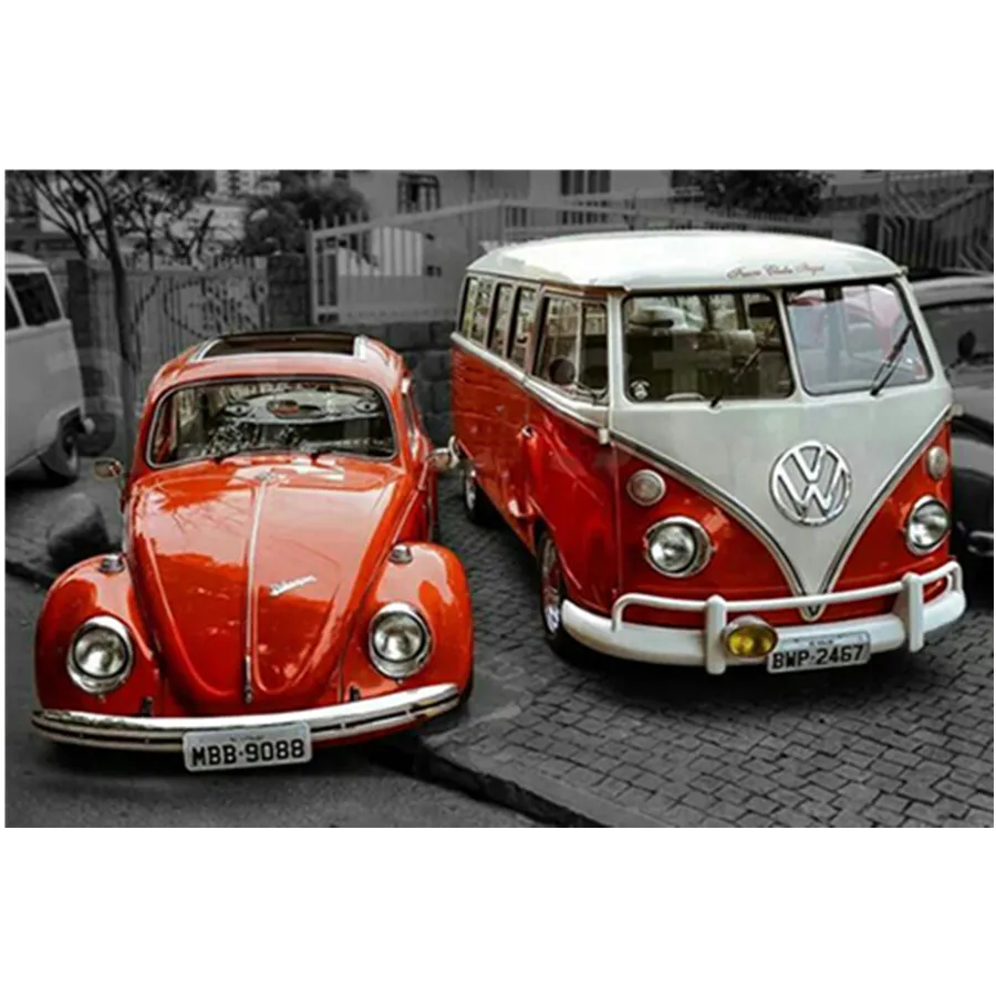 

5D DIY Diamond Painting Ancient Bus Full Square Diamond Embroidery Car Diamond Mosaic Color Autos Home Decoration