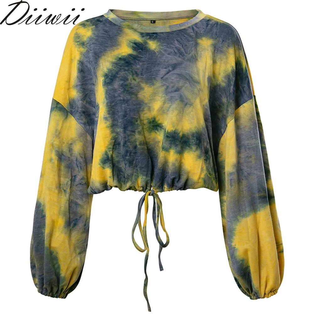 

DiiWii Womens New Casual Top Raglan Cuff Tie Dye Hoodie Hot Style Autumn Winter