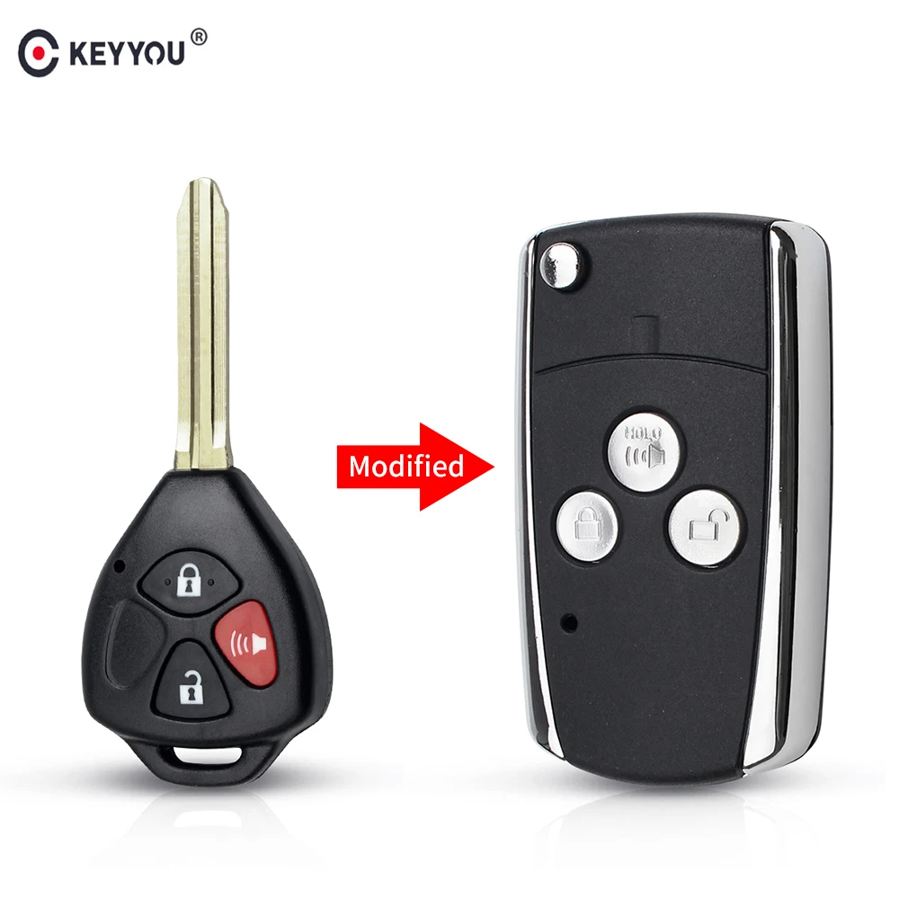 Модифицированный чехол KEYYOU для автомобильного ключа с 3 кнопками Toyota Hilux 2005 2006