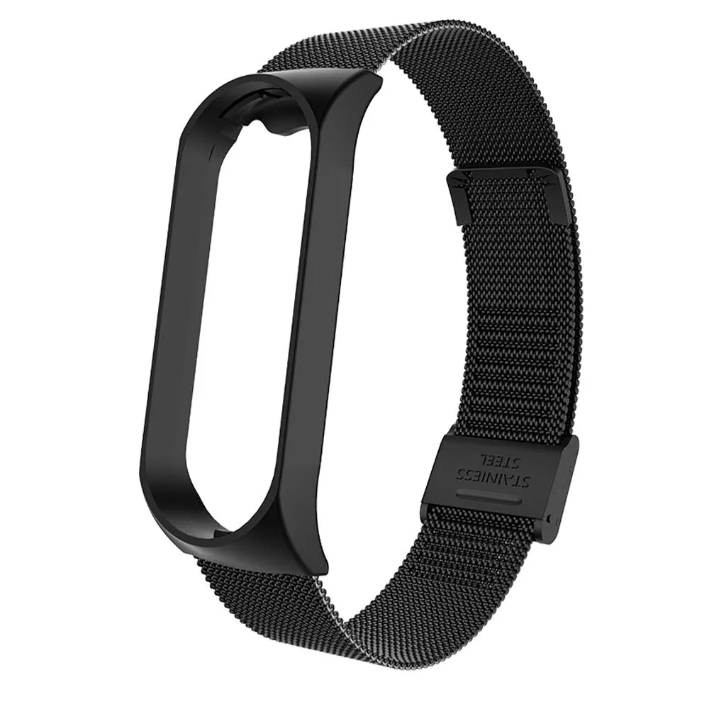 Rovtop ремешок для Xiaomi mi Band 4 ремешок для Xiaomi mi band 3 браслет для mi band 3 M3 M4 металлический Безвинтовой браслет из нержавеющей стали - Цвет: Buckle Black