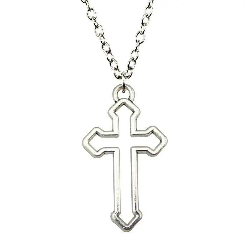 

Fashion Hallowing Out Cross Necklaces for Women White Gold Color Statement Necklace Female Engagement Wedding Jewelry Gifts