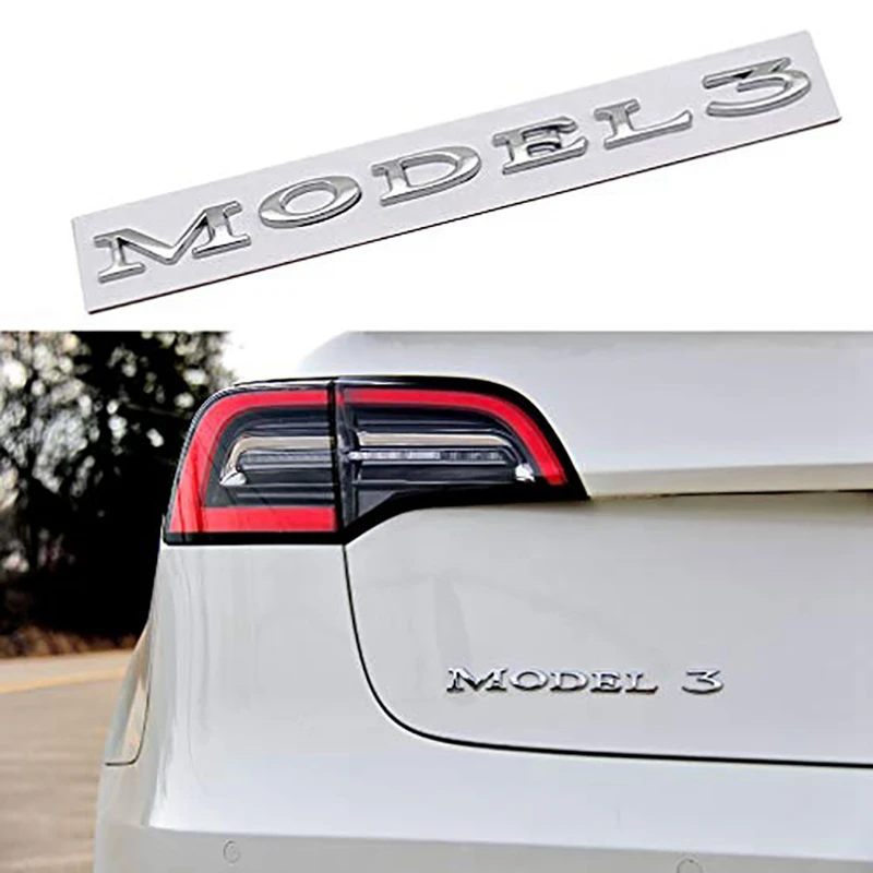 for 'Model 3' Chrome Emblem Badge 3D Car Rear Trunk Metal Sticker Decal Tesla Model 3 | Автомобили и мотоциклы