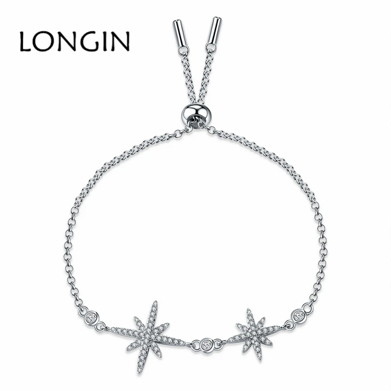 LONGIN в Корейском стиле Модные циркон Звезда серебряного цвета браслет творческий
