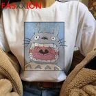 Studio Ghibli футболка с изображением Тоторо для женщин kawaii уличная одежда для пар принтовые тройники, женские топы, футболки, tumblr белая футболка