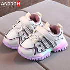 Размеры 21-30; Дышащая обувь; Прочная обувь; Спортивная обувь для девочек, туфли со светодиодной подсветкой для мальчиков демпфирования светящиеся кроссовки детские светящиеся шнурки