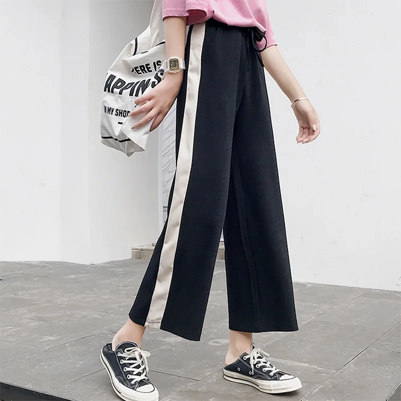 

Женские брюки с широкими штанинами из вискозы, летние свободные Укороченные прямые шифоновые драпированные брюки с высокой талией для заня...