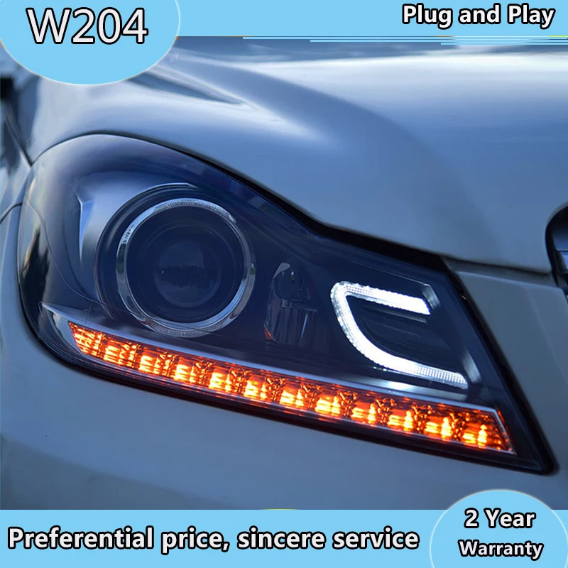 Стайлинга автомобилей фара для W204 светодиодный фары 2011 2014 C300 C260 фар DRL