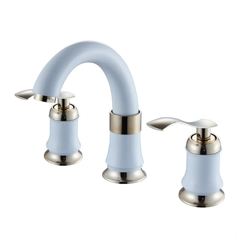 Смеситель для раковины медный с двойной ручкой и тремя отверстиями |