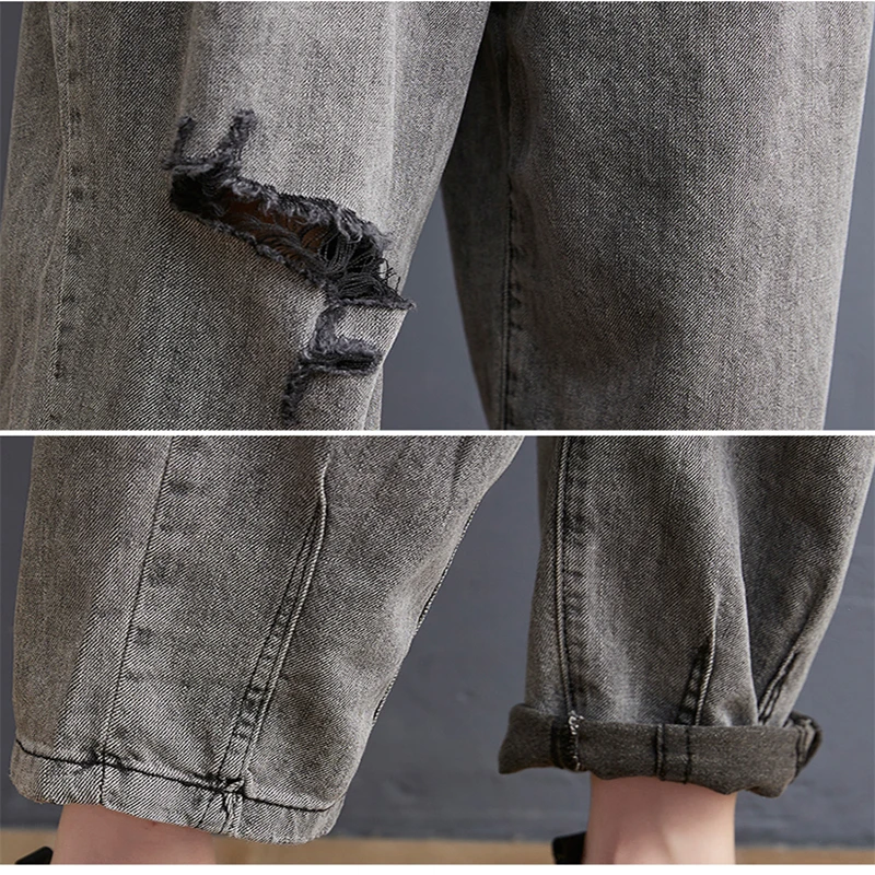 

Oversized High Waist Vintage Ripped Jeans Korean Style Harem Denim Women Pantalones Loose Casual Mujer Ladies Pants New Trousers