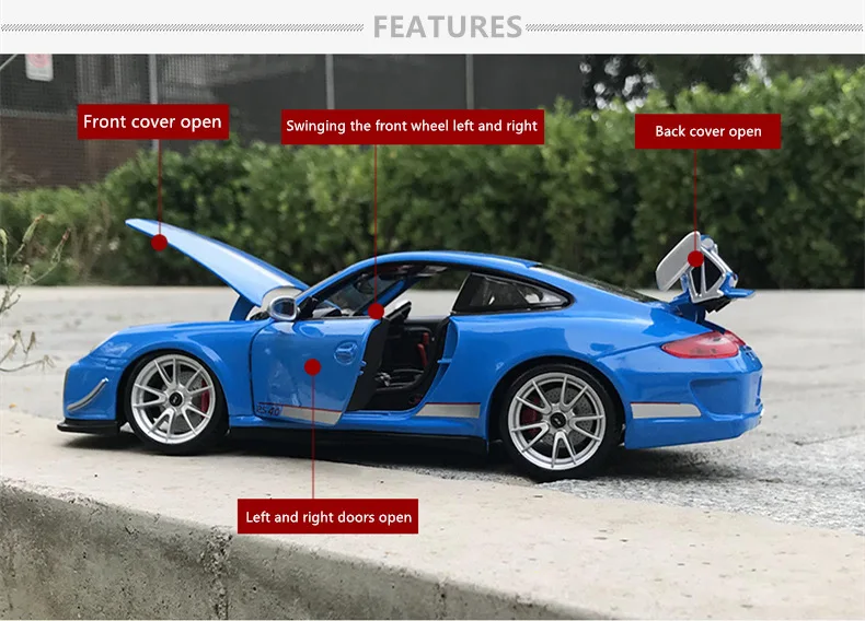Bburago 1:18 Porsche 911 GT3 RS модель автомобиля из сплава Модель автомобиля Моделирование Украшение автомобиля коллекция Подарочная игрушка Литье под давлением модель игрушка для мальчиков