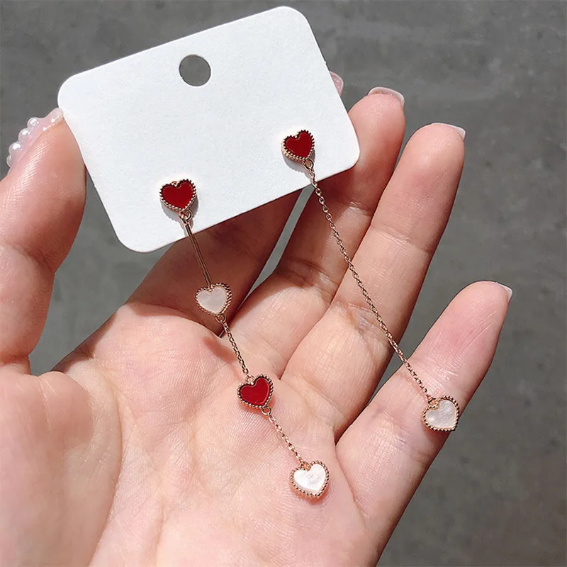 8 сезонов новые модные длинные висячие серьги в форме сердца с кисточками для