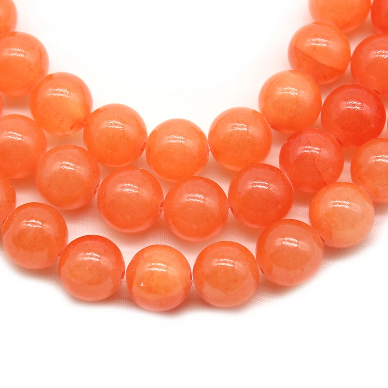 

Natural Stone Orange Jades Chalcedony Round Loose Spacer Beads Strand 15" For Jewelry Making DIY Bracelet Necklace 6 8 10 12mm