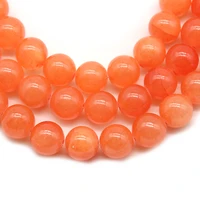 natural stone orange jades chalcedony round loose spacer beads strand 15 for jewelry making diy bracelet necklace 6 8 10 12mm