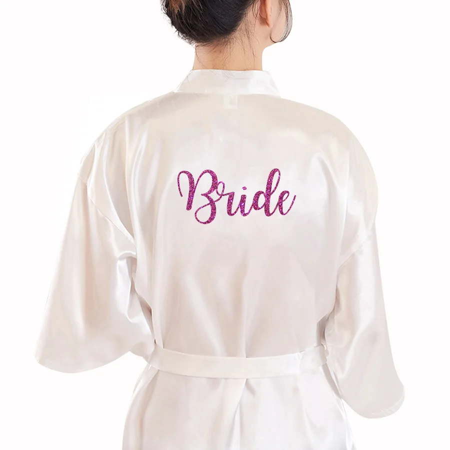 Банный халат для невесты с блестящим серебристым/золотым принтом женщин сестры