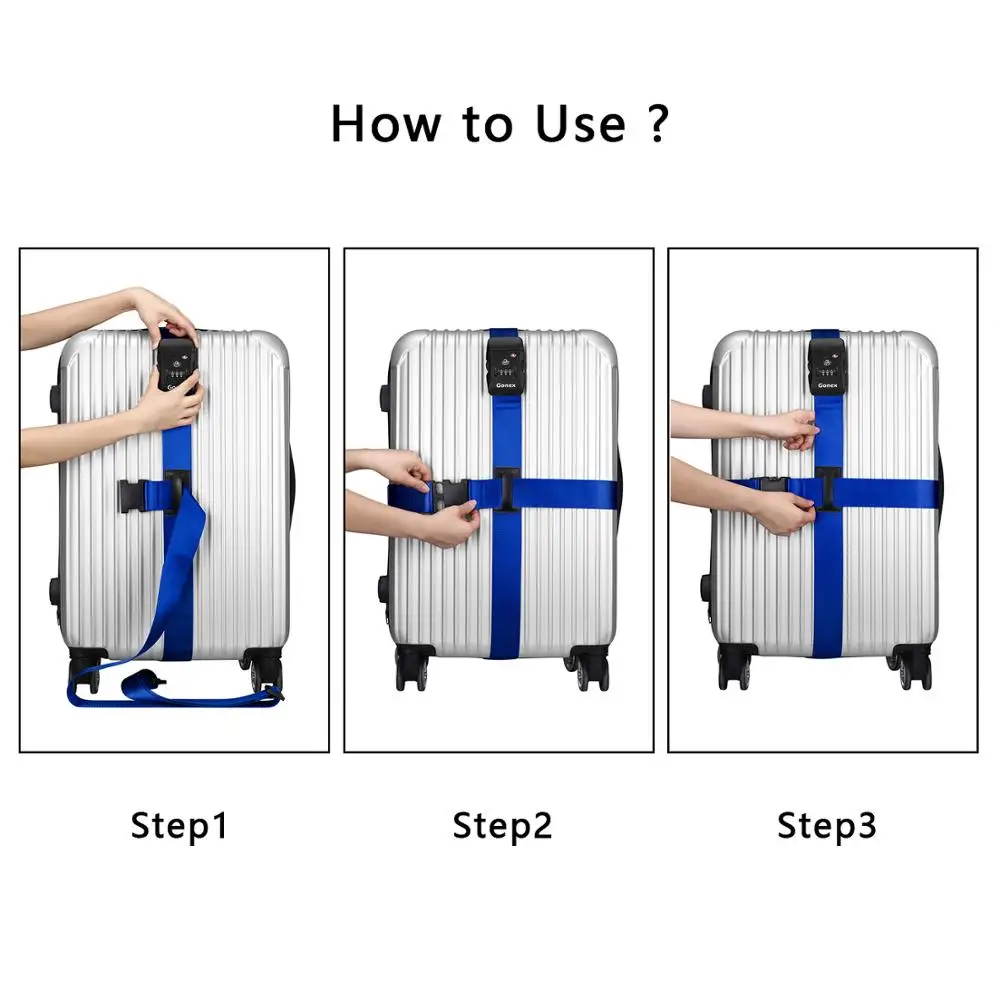 Gonex ремни TSA охраняемая Чемодан ремень с тег масштабных дорожных чемоданов для