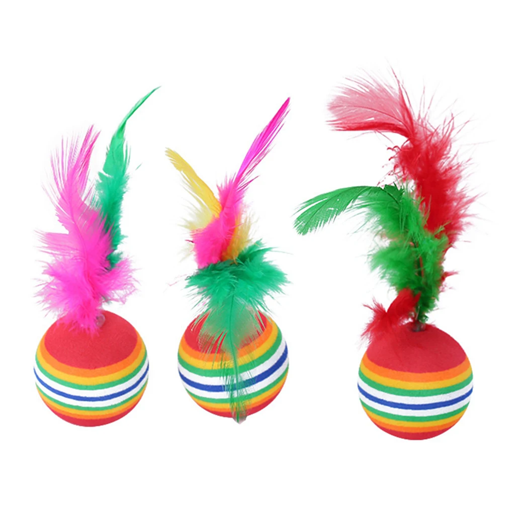 12 шт. кошка радужных шаров забавная потешная перо котенок игрушки Мягкий мячик