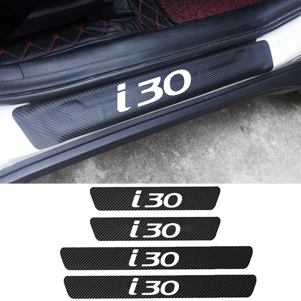 Для Hyundai i10 i20 i30 i40 ix20 ix35 4 шт. искусственная кожа углеродное волокно порог порога