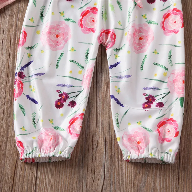 

Fashion Newborn Baby Girl Cotton Clothes Set Long Sleeve Ruffles Romper Floral Printed Pants Headband Baby Girl Outfits 0-18M