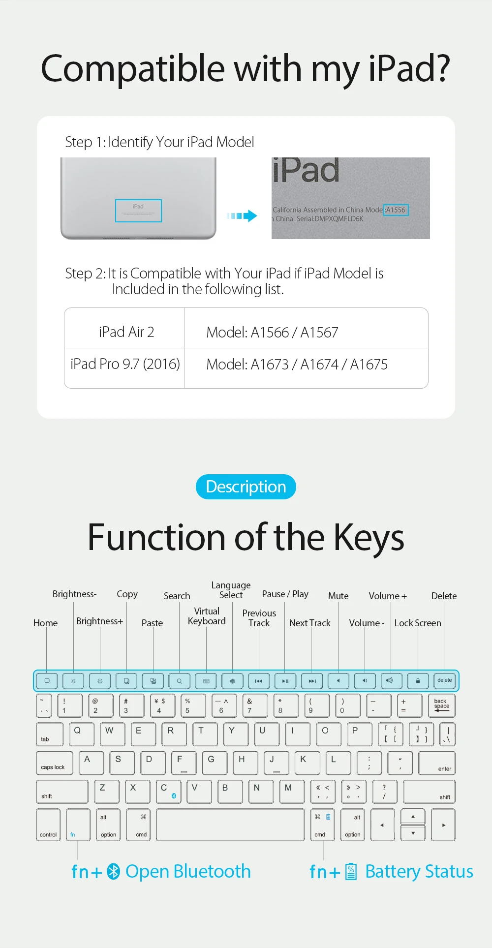 Беспроводной Bluetooth клавиатура чехол для ipad Pro 9,7 чехол смарт-планшет чехол для ipad Air 2 A1674 A1675 с карандашом