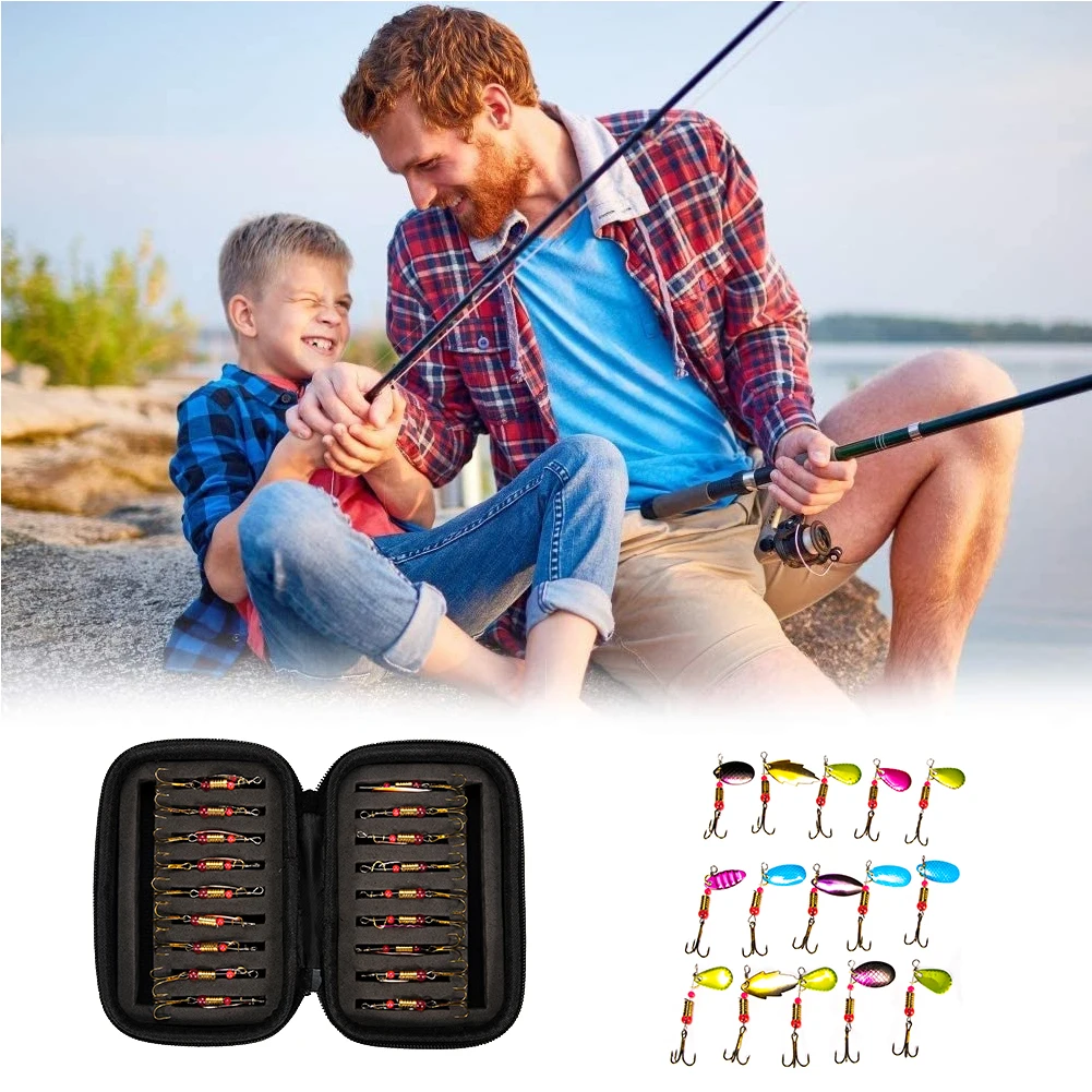 

18PCS Spinner Lures Metal Sequins Spinner Fishing Lures For Bass Fishing Trout Salmon Hard Metal Spinnerbaits Kit Black