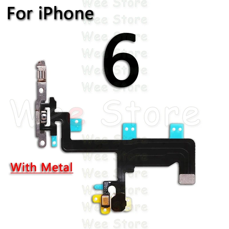 Высокое качество для iPhone 6, 6s, 7, 8 Plus, 5, 5S, SE, 5C, кнопки отключения звука и громкости, гибкий кабель с металлическим держателем, запчасти - Color: For iPhone 6