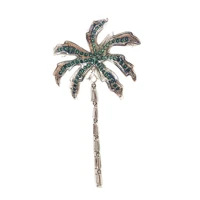 fantastic designer baguette cut cz tassel green coconut palm tree brooches and pins women girl costume tropical plant jewelry