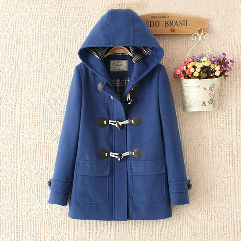 Зимнее Новое Женское шерстяное пальто с капюшоном Длинные куртки и роговыми