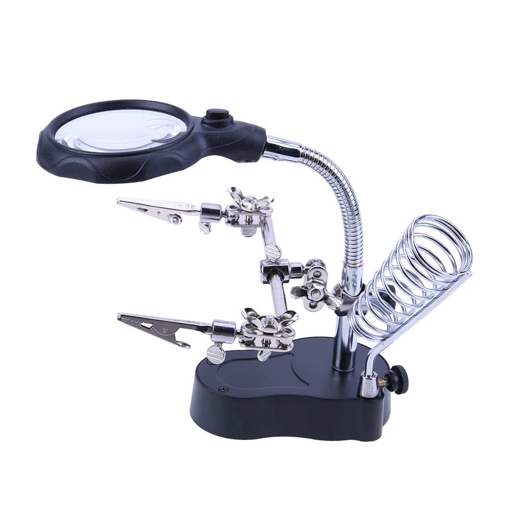 

Welding Magnifying Glass with LED Light 3.5X-12X Lens Auxiliary Clip Loupe Desktop Magnifier Third Hand Soldering Repair Tool