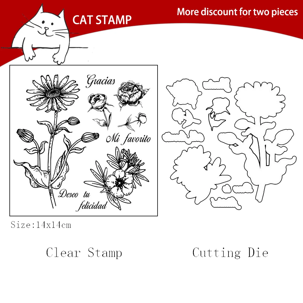 

Naughty Sun Flower Dies Clear Stamps For Scrapbooking Card Making Photo Album Silicone Stamp DIY Decorative Crafts