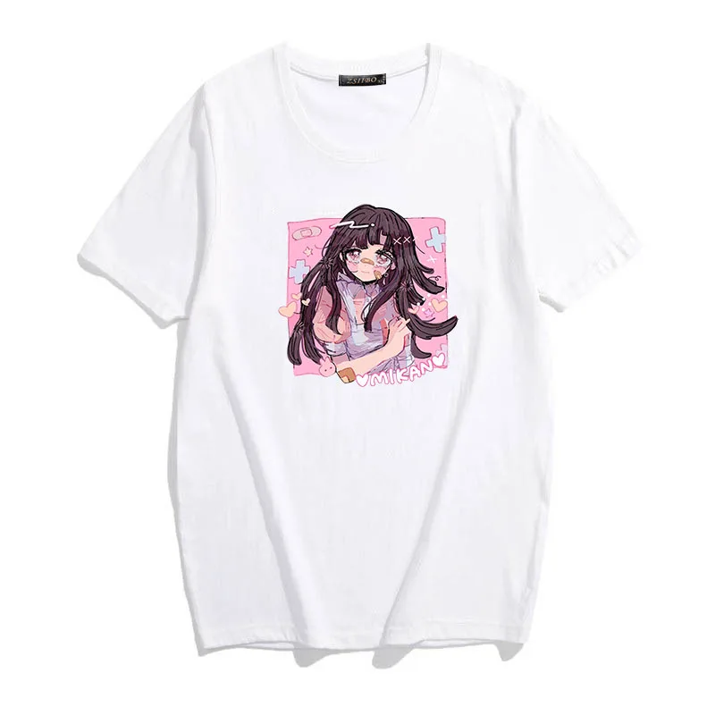 Mikan Tsumiki Cartoon Anime Kawaii Sweet Girls Japan Streetwear Harajuku Casual Tops Ulzzang Vintage E-Girl Summer Women T-shirt | Женская