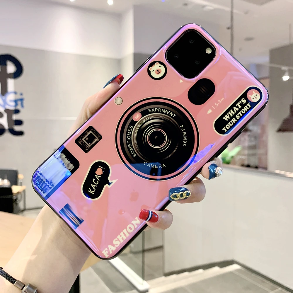 Силиконовый чехол для телефона с камерой iPhone 11 Pro X XR XS Max 7 8 Plus роскошный голубого