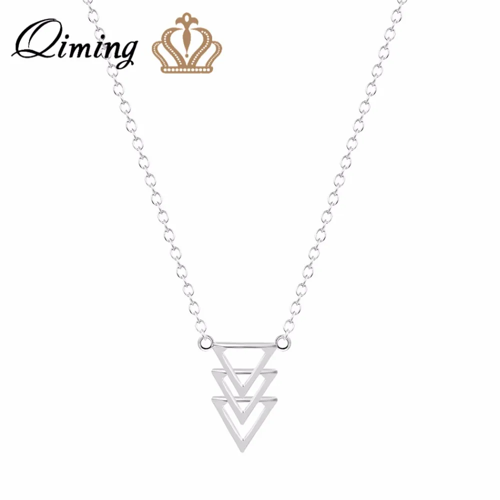 Треугольное ожерелье QIMING для мужчин модное винтажное золотое с геометрическим
