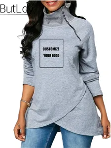 Женская однотонная Толстовка с длинным рукавом, на молнии