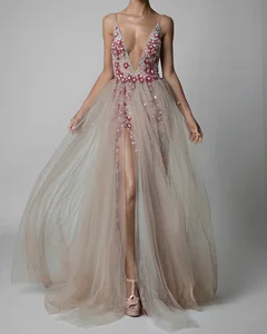 Женское вечернее платье SSYFashion, роскошное платье с глубоким V-образным вырезом и открытой спиной, длинное пляжное платье с блестками и бисером