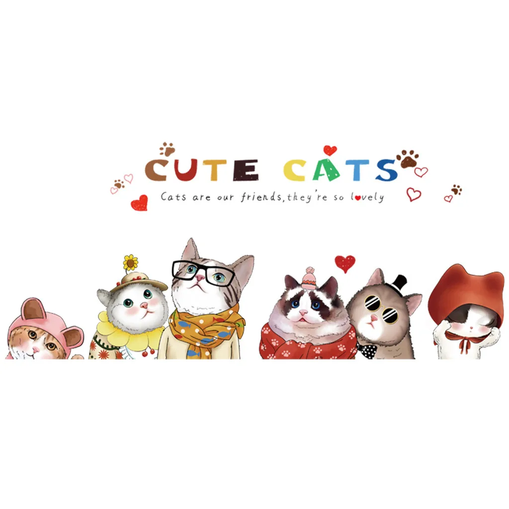 

Cute Cats Wall Sticker Moder Cat Wall Stickers Girls Vinyl Home Decor Cute Cat Living Room Children Bedroom Study Background