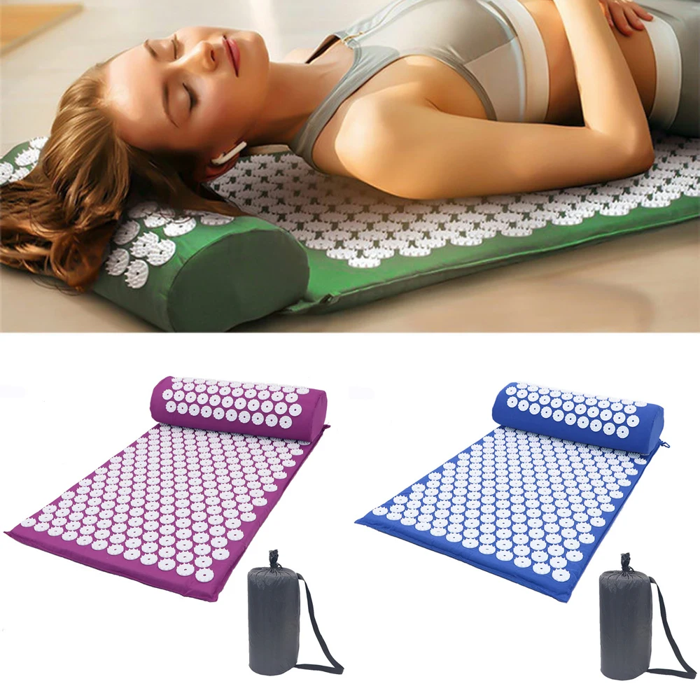 Цветной коврик для йоги + подушка облегчения боли в спине домашний акупрессуры с