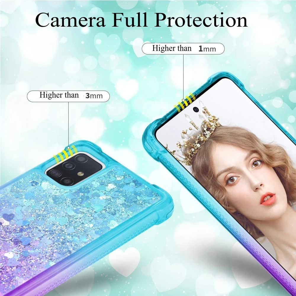 Case For Samsung Galaxy S21 Ultra S20 Plus S20FE A32 A52 A72 M51 M31 A12 Gradient Quicksand Glitter Silicone Shockproof Cover