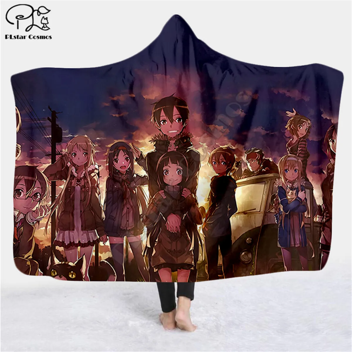 Шпага арт онлайн шаблон персонажа с капюшоном Одеяло Для Взрослых Красочные Дети