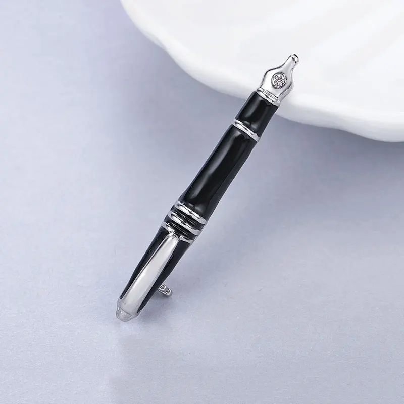 

MAIKALE Vintage Pen Brooch Pins Crystal Beads Enamel Brooches for Women Fountain Pen Men Brooch Classic Broche Gifts Accessories