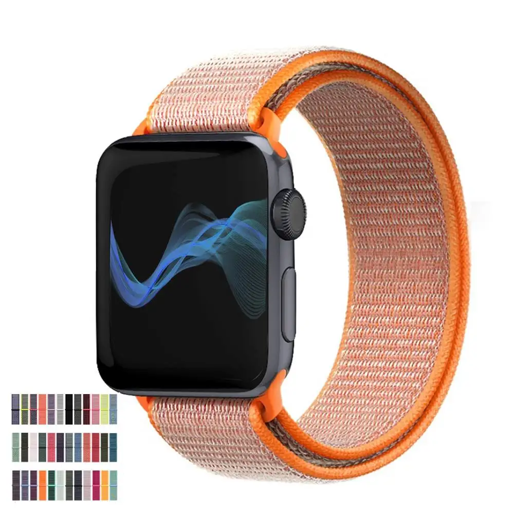 Ремешок для наручных часов Apple Watch 4 5 серии 3/2/1 38 мм 42 мм мягкий нейлон дышащий сменный ремешок Спортивные петли для наручных часов iwatch серии 4 40 мм 44 мм